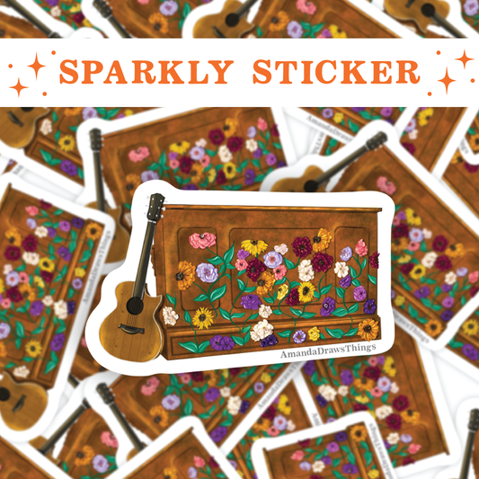 Floral Piano Surprise Song Instruments Sticker