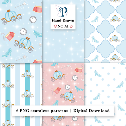 Glass Slipper Princess Pattern SET of 6 Digital Download