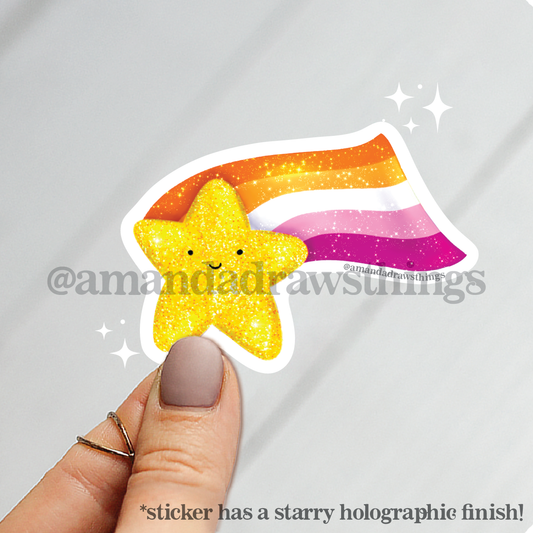 Lesbian Pride Super Star Sticker