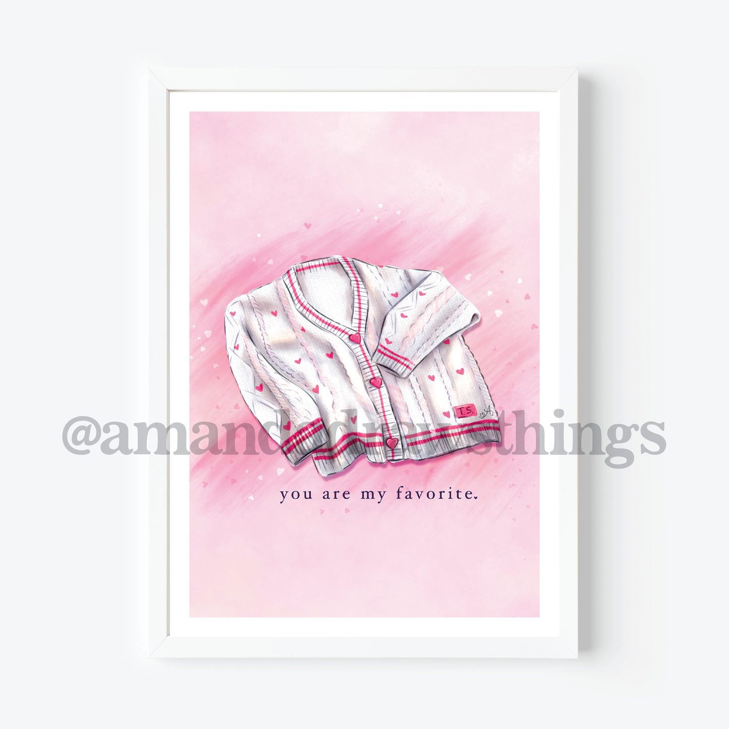 Pink Heart Cardigan Art Print