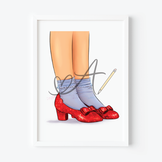 Red Magic Jeweled Shoes Art Print