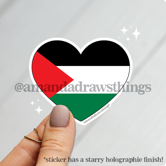 Palestine Flag Heart Sticker