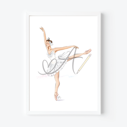 Swan Ballerina Art Print