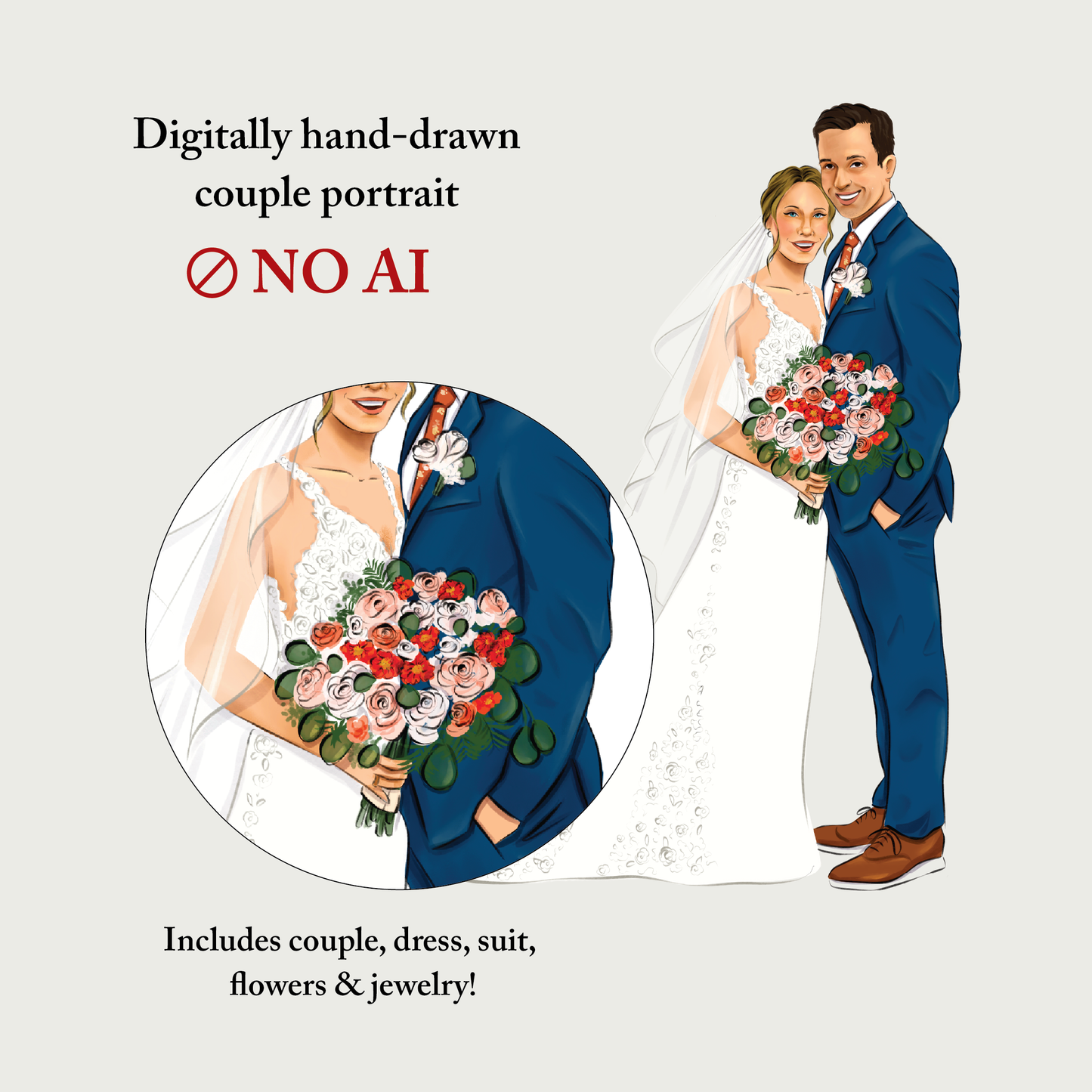 Wedding Couple Illustration Portrait