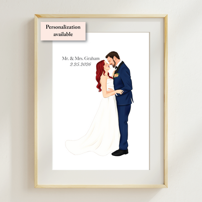 Wedding Couple Illustration Portrait