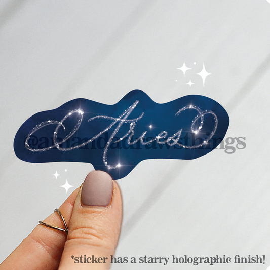Aries Starry Script Sticker
