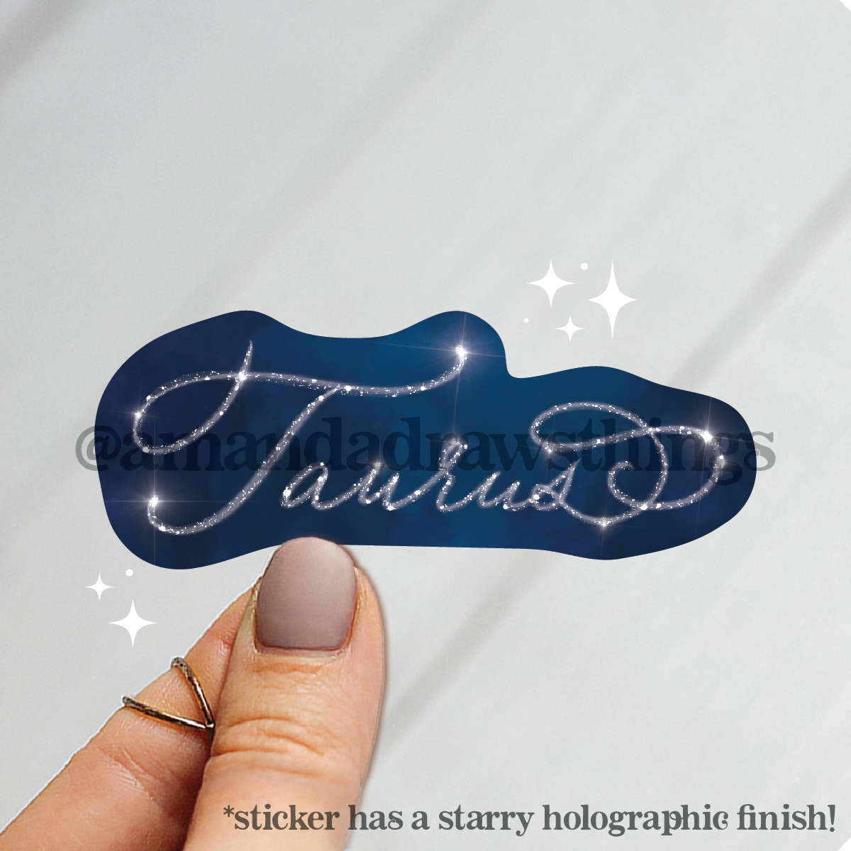 Taurus Starry Script Sticker