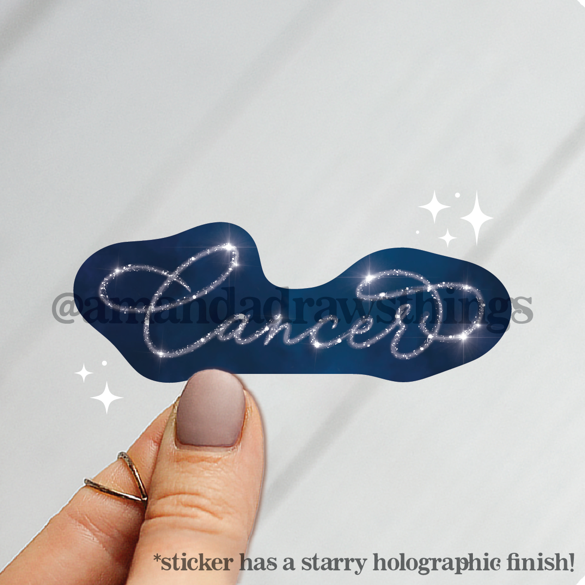 Cancer Starry Script Sticker