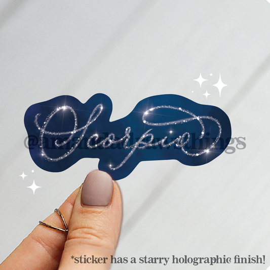 Scorpio Starry Script Sticker