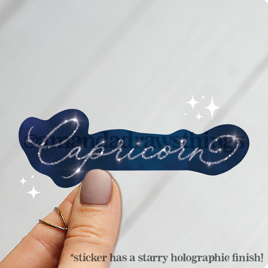 Capricorn Starry Script Sticker