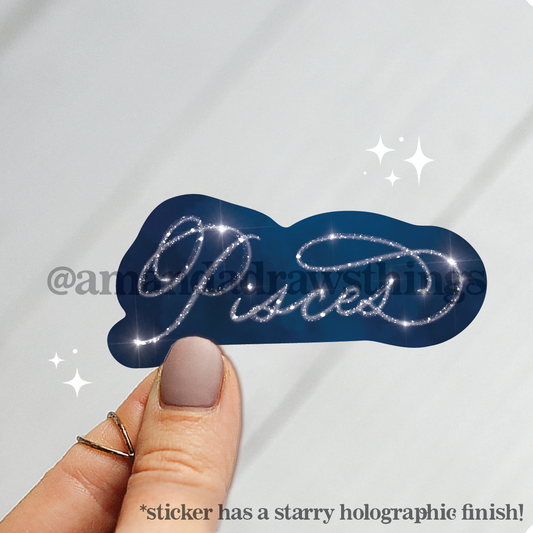 Pisces Starry Script Sticker