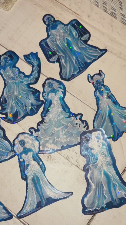 Libra Zodiac Celestial Goddess Sticker